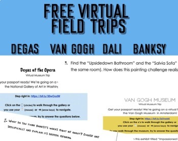 Preview of FREE Virtual Field Trips: Van Gogh, Dali, Banksy, and Degas!