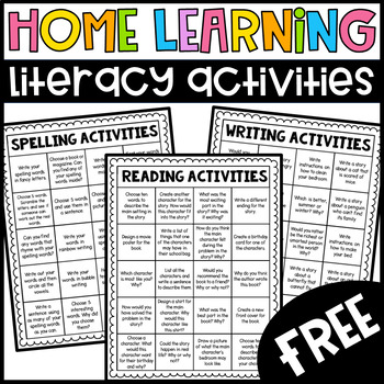 Preview of FREE Distance Learning Home Activities for Literacy