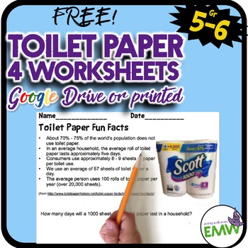 Preview of FREE Distance Learning Toilet Paper Fun Facts Worksheets Print and Google Ready