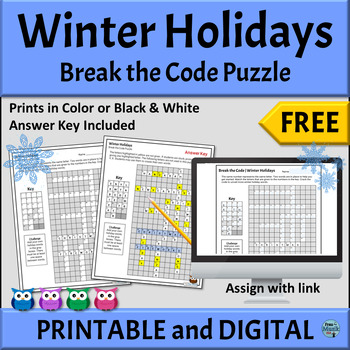 Preview of FREE Diverse Winter Holidays Worksheet PRINTABLE and DIGITAL Puzzle