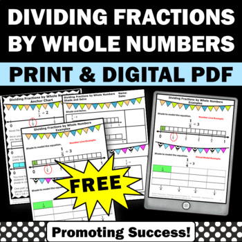 Preview of FREE Dividing Fractions Activity Worksheets 5th Grade Math Standards Practice