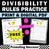 FREE Divisibility Rules Worksheets Division Practice Strat