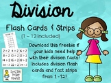 FREE - Division Flash Cards and Fact Strips 1 -12
