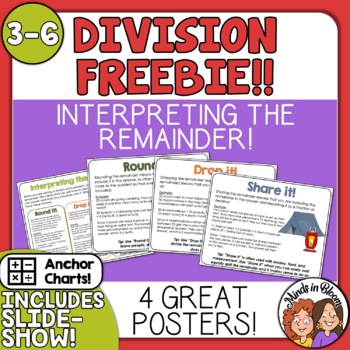 Preview of Division Interpreting the Remainder Posters | FREEBIE | Round, Drop, & Share it