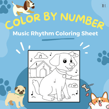 Preview of FREE! Doggie Color by Number Music Rhythm Symbols