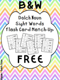 FREE Dolch Noun Sight Word Flash Cards - B&W