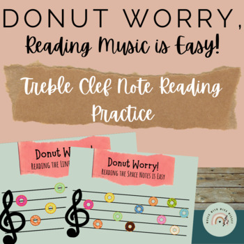 Preview of FREE Donut Treble Clef Note Reading Practice Music Activity (Lines/Spaces)