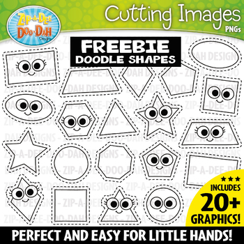 Preview of FREE Doodle 2D Shapes Cutting Images Clipart Set {Zip-A-Dee-Doo-Dah Designs}