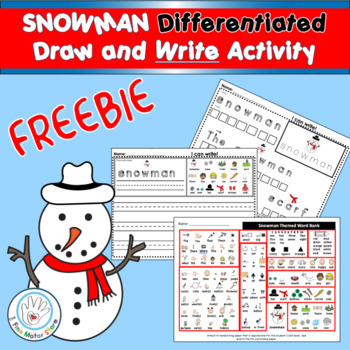 Preview of FREE Draw and Write Winter Snowman Activity with Differentiated Sentences