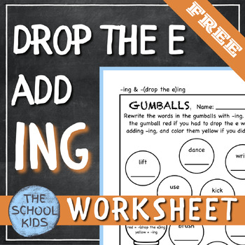 Preview of FREE Drop the e Add ing Inflectional Endings Worksheet