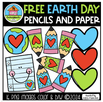 Preview of FREE EARTH DAY Pencils and Paper (P4 Clips Trioriginals)