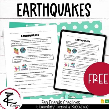 Preview of FREE - EARTHQUAKES Worksheet/Google Classroom/Distance Learning/Digital