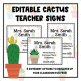 FREE EDITABLE Cactus Teacher Door Sign