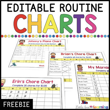Preview of FREE Chore and Routine Charts | EDITABLE