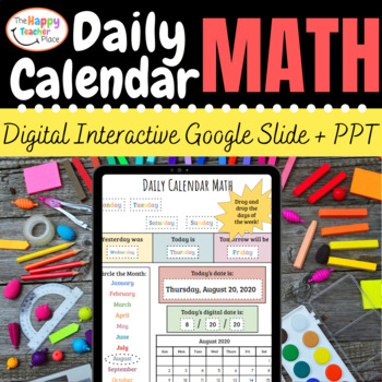 Preview of FREE EDITABLE Daily Calendar Math {Digital Interactive Google Slides + PPT}