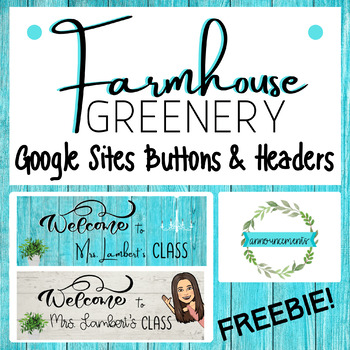 Preview of FREE EDITABLE Farmhouse Greenery Google Sites Course Buttons, Headers & Dividers