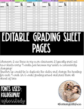 Preview of FREE EDITABLE Grade Sheet 2.0