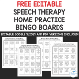 FREE EDITABLE Speech Therapy Home Practice Bingo for Dista