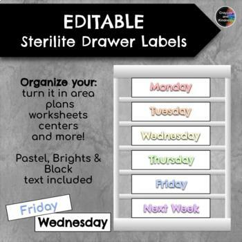Preview of FREE - EDITABLE - Sterilite 3-Drawer Labels - Simple Rainbow Pastel