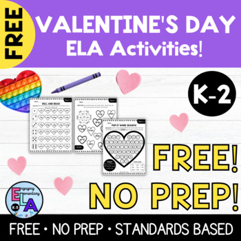 Preview of FREE ELA Valentine's Day Activities: K-2 Phonics Focusing on Short A