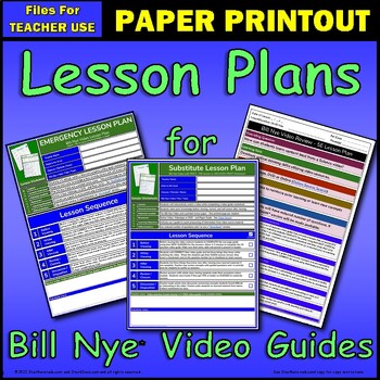 Preview of Emergency Lesson , Substitute Lesson and 5E Lesson Plans for Bill Nye* Videos