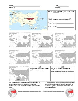 Preview of ENL Global History: Mongols and Genghis Khan (English/Spanish)