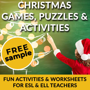 Preview of FREE ESL Christmas Games Activities & Worksheets | Mini Sampler