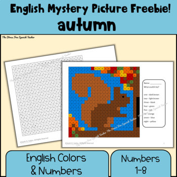 Preview of FREE ESL ELL Color By Number Mystery Picture for Autumn | ENGLISH VERSION