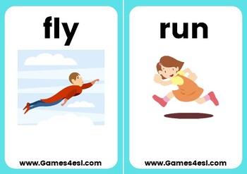 Free Esl Flashcards Can Can T Action Verbs By Games4esl Tpt