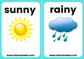 Free Esl Flashcards Weather By Games4esl Teachers Pay Teachers