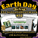 Earth Day | ESL Independent Work & No Prep Sub Plan | Read