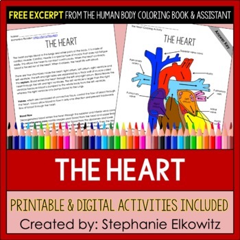 Preview of The Heart Coloring Page and Reading Passage | Printable & Digital