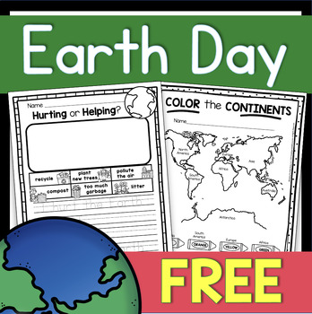 Preview of FREE Earth Day Activities and Printables - Writing Prompts - 7 Continents