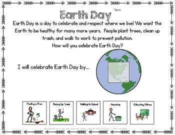 Preview of FREE Earth Day Adapted Worksheet