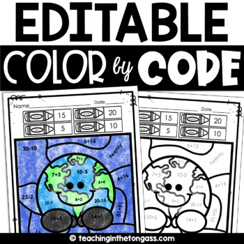 Preview of Free Earth Day Coloring Page Editable Color by Code