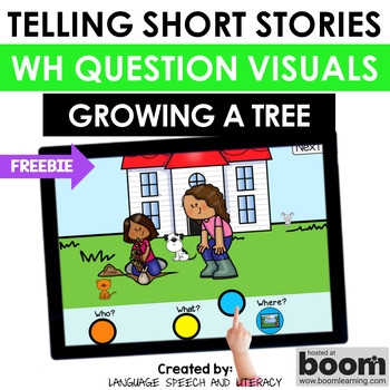 Preview of FREE Earth Day Short Story Telling Speech Therapy Boom Card Activity GIFs