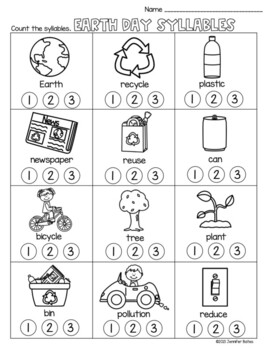 Preview of FREE Earth Day Syllables Worksheet