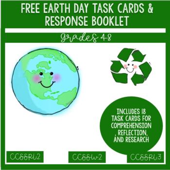 Preview of FREE Earth Day Task Cards and Printable Response Booklet-Grades 4-8