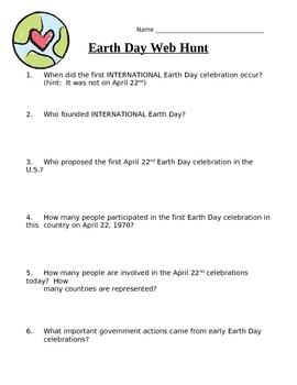 Preview of FREE Earth Day Web Hunt