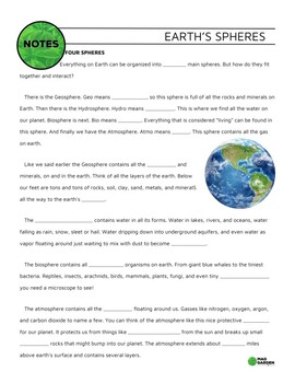 Preview of FREE Earth's 4 Spheres Guided Notes | Pairs YT Video | Print & Digital Version