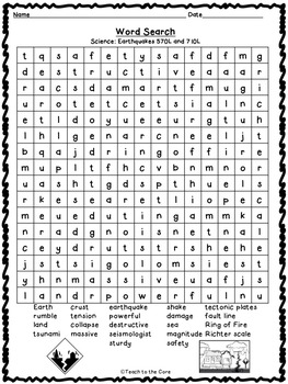 FREE Earthquake Word Searches w/ Answer Keys 3rd-6th grade by Teach to
