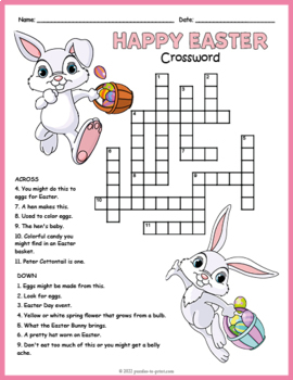 Preview of FREE Easter Bunny Crossword Puzzle & Coloring Page Worksheet