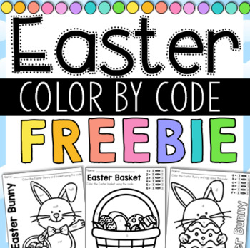 Preview of FREE Easter Coloring - Color by Code; number, alphabet and CVC Revision