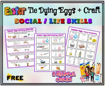 Preview of FREE Easter Egg Tie Dying Activity + Easter Egg decorating Art Craft (Spec-Ed)