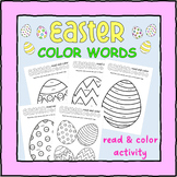 FREE Easter Eggs Color Words Read and Color Activity