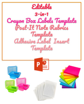 Preview of FREE Editable 3-In-1 Post-It Note/Crayon Box/Book Bin Label Templates