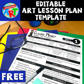 Preview of FREE Editable Art Lesson Plan Template