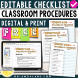 FREE & Editable Back to School Classroom Procedures & Rout