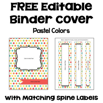 Preview of FREE Editable Binder Cover and Spines in Pastel Colors