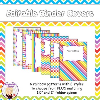 Preview of Editable Binder Covers - Rainbow